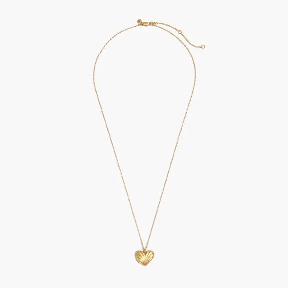 Madewell Carved Heart Locket Pendant Necklace in Vintage Gold - Picture 2 of 7